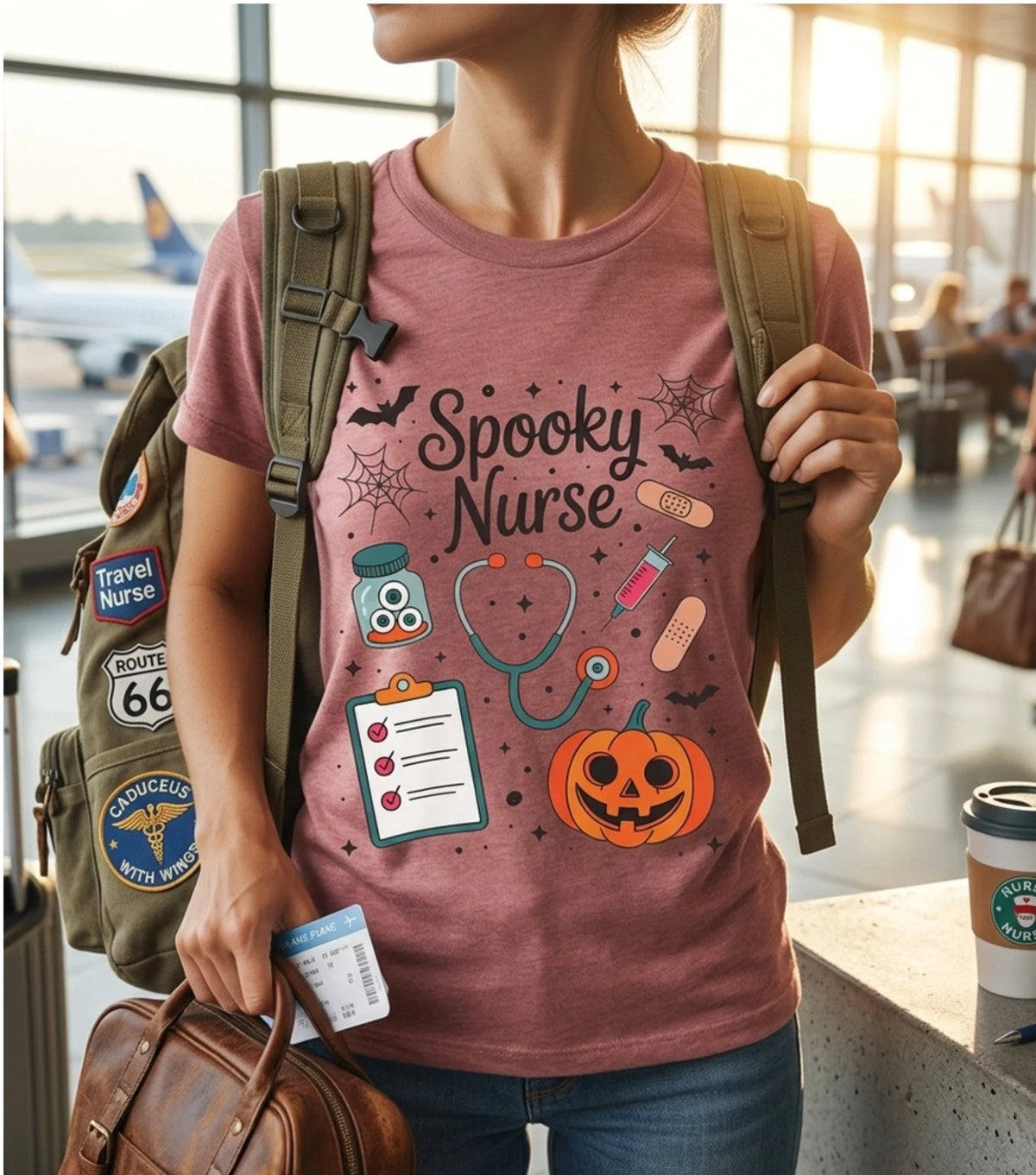 Spooky Nurse Halloween Tee, Cute Scrub Top, Bella and Canva