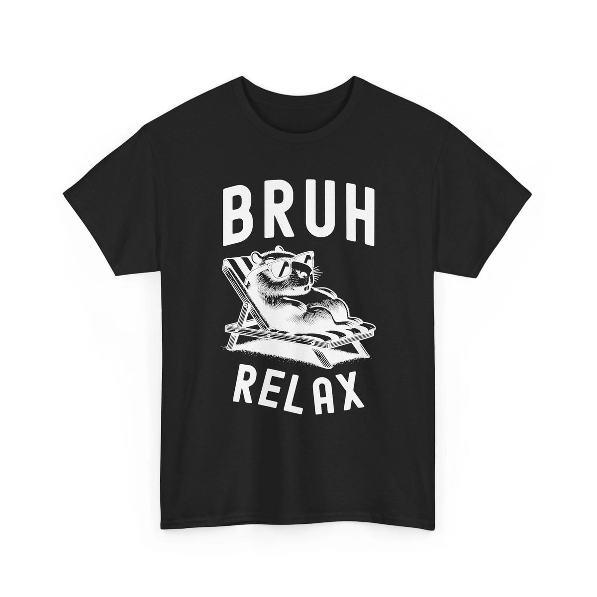 Bruh Relax Capybara Shirt Funny Humorous Sunglasses Vacation Novelty Graphic Tee