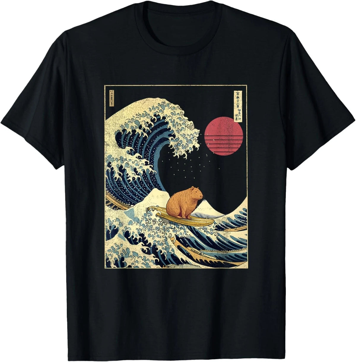 Capybara Kanagawa Wave Funny Surf Animal T-Shirt