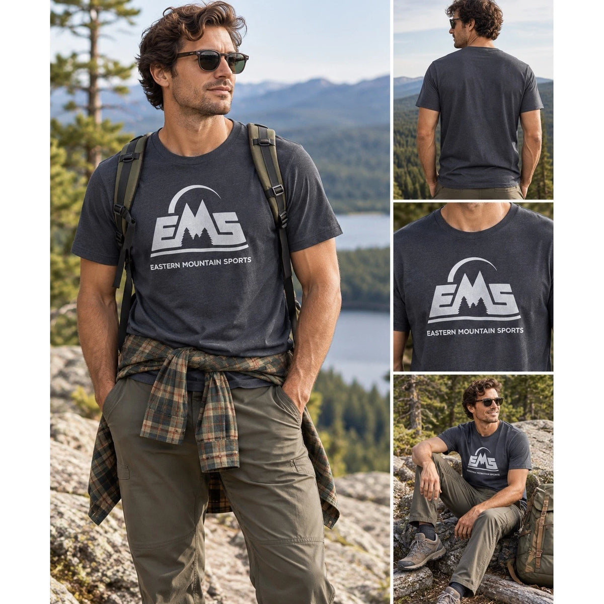 Eastern Mountain Sports EMS Mens M Gorpcore Outdoor Hiking Graphic TeeCasual