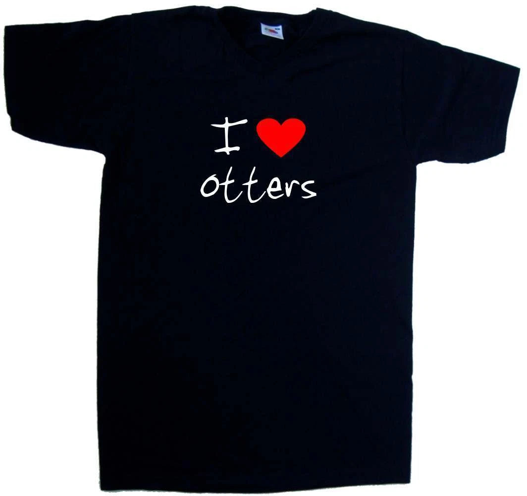I Love Heart Otters V-Neck T-Shirt