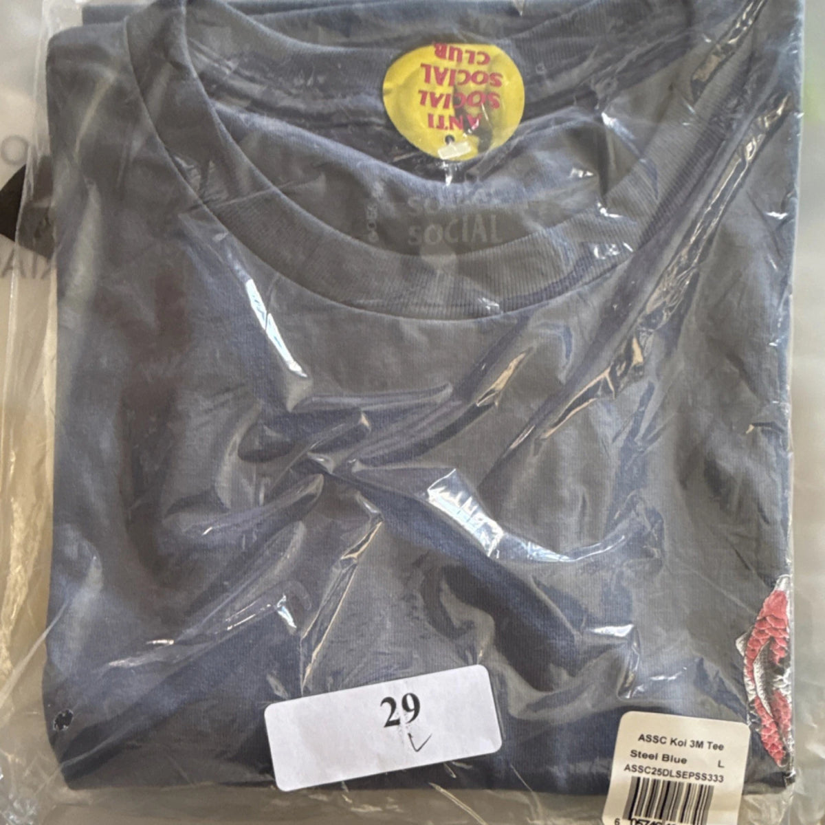 Anti Social Social Club Koi 3M Reflective Graphic Tee Steel Blue L Short Sleeve