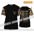 Custom Name Hunting 3D Shirt Deer Hunting Camo American Flag Shirt BS1787