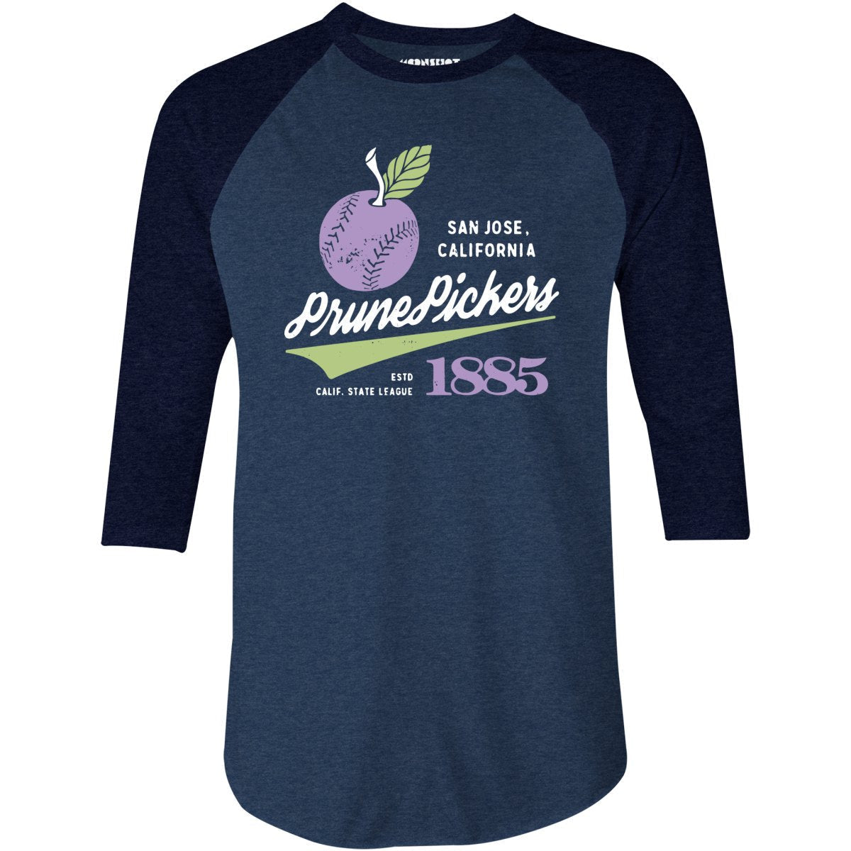 San Jose Prune Pickers - California - Vintage Defunct Baseball Teams - 3/4 Sleeve Raglan