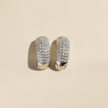 Silver Pavé Dome Huggies