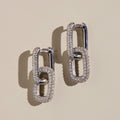 Silver Pavé Double Link Hoops