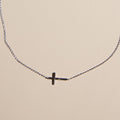 Silver Sideways Cross Necklace