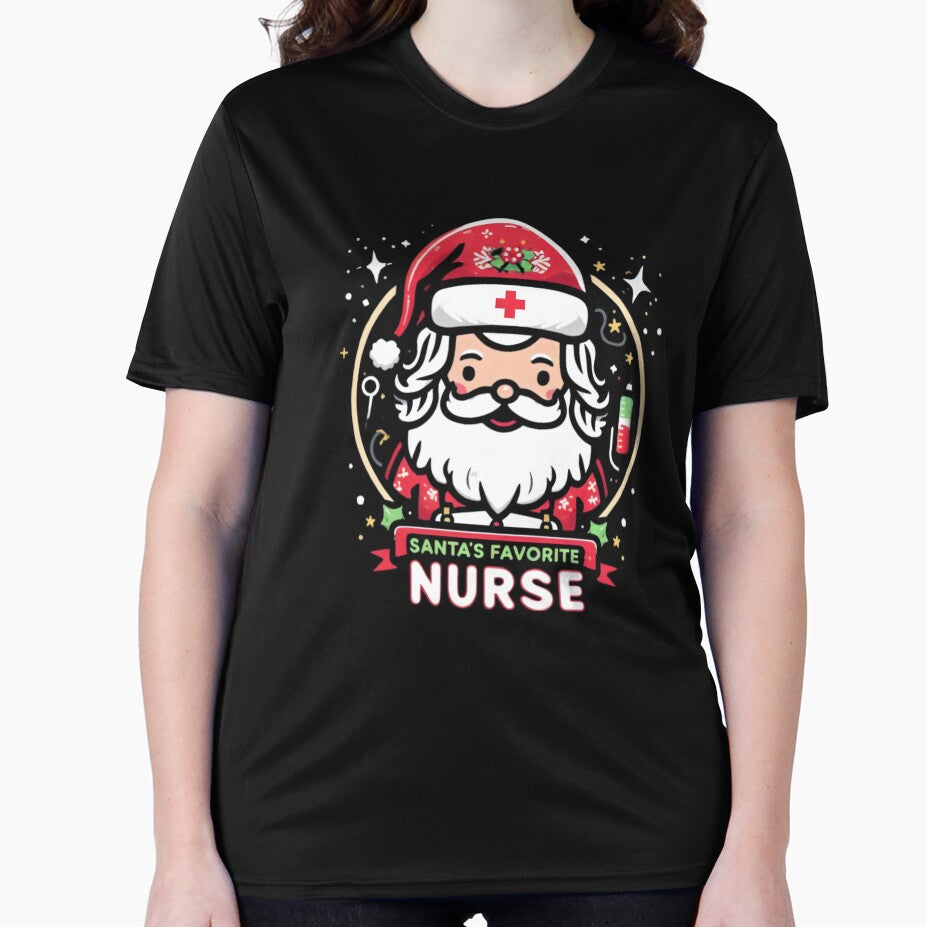 Santa's Favorite Nurse T-Shirt by PiXilustratoArt