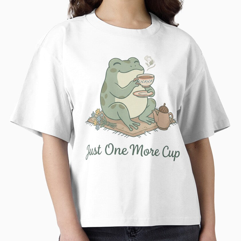 Frog Tea – Cute Frog Drinking Tea, Just One More Cup Funny Frog, Cozy Aesthetic Gift by Im-Ara