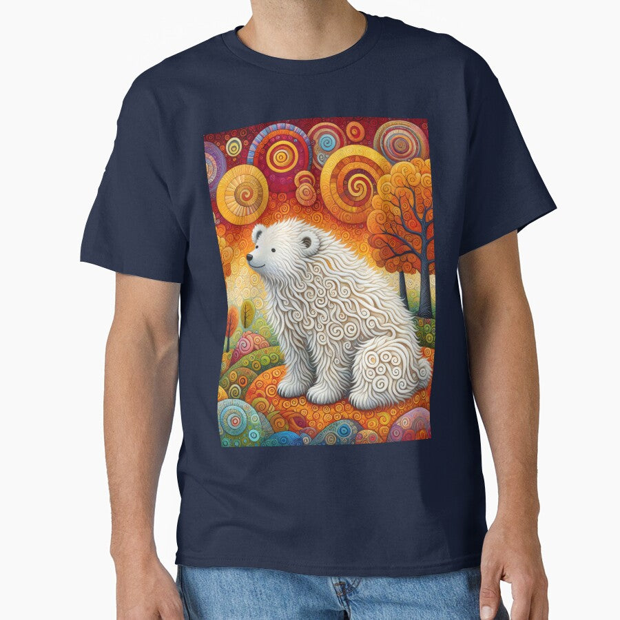 Contemplative Polar Bear in Autumn Woods - Scandinavian Folk Art by heidiannemorris © by FOLK ART FUSION