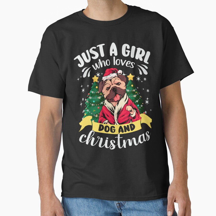 Dog Christmas - Just a Girl who Loves Dog and Christmas by Rasu Art