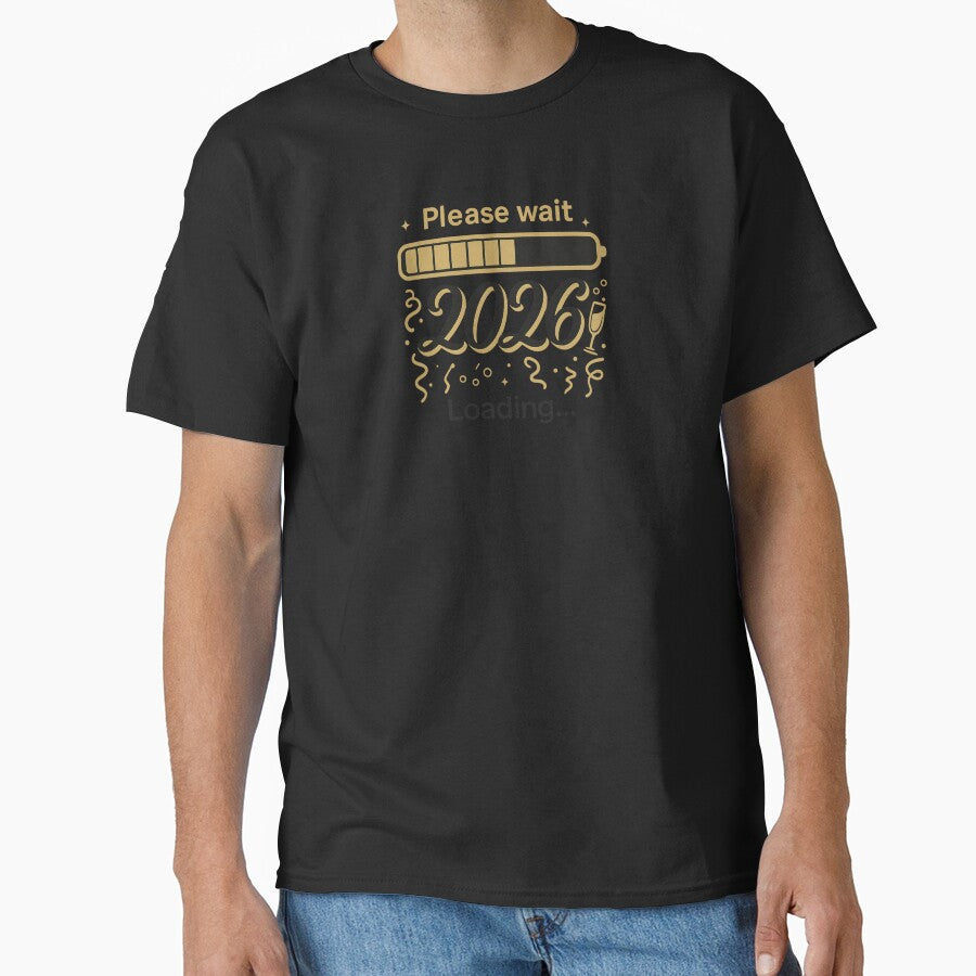 Please Wait 2026 Loading – Gold & Black New Year Countdown Design by MerryHillStudio