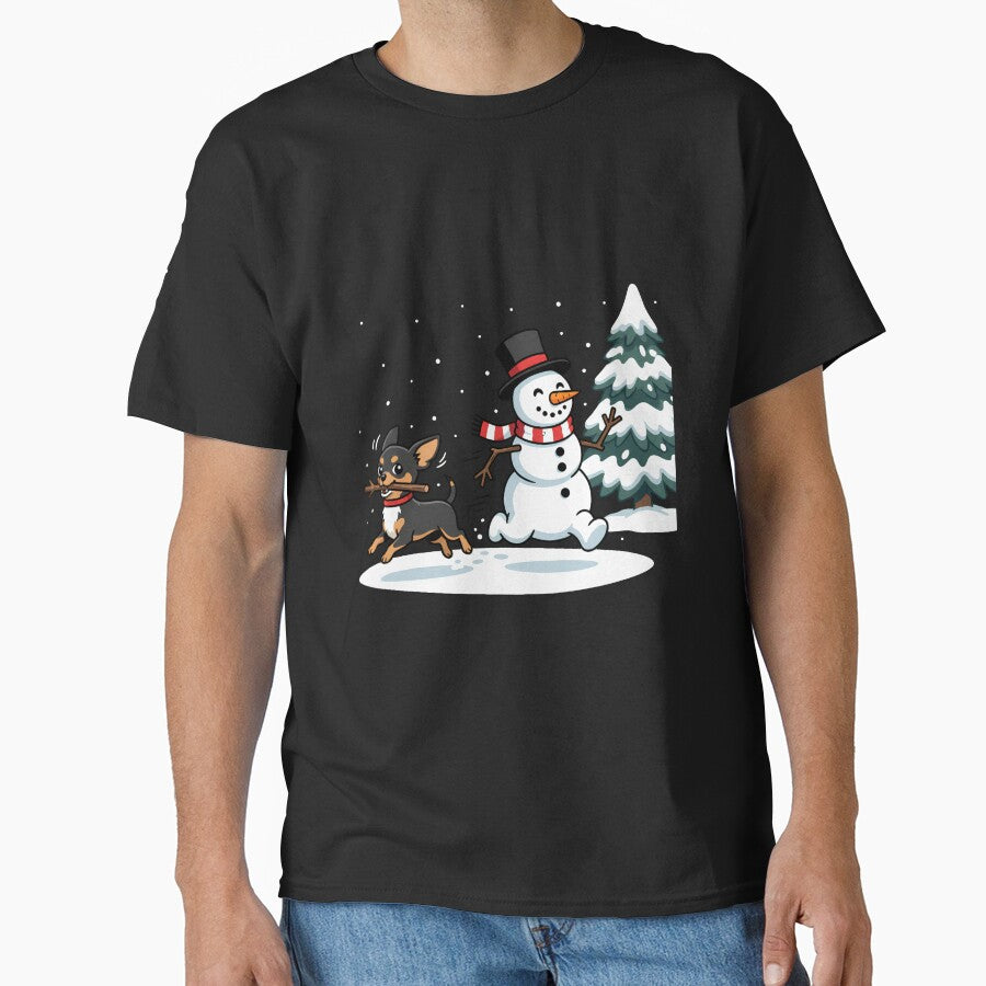Cute Snowman Chasing Pomchi Dog Christmas Owner Pet Love by w66aboo