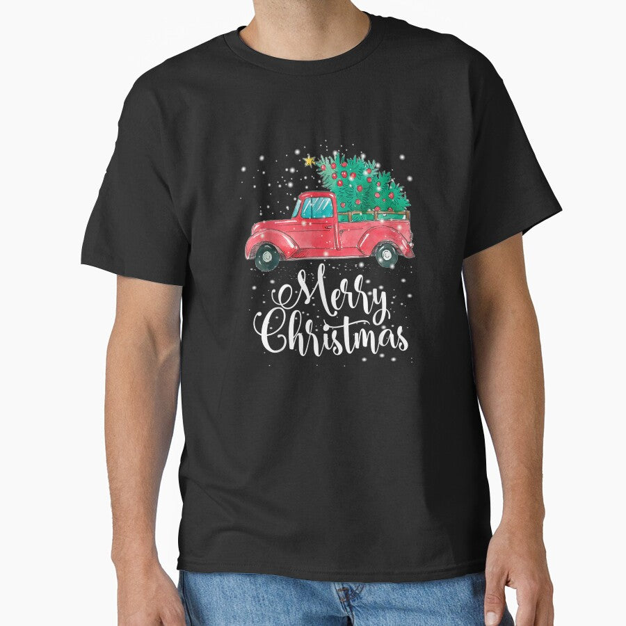 Merry Christmas Red Truck Pick Up Tree Family by lishakaren