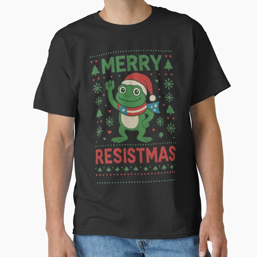Merry Resistmas Frog Christmas, Funny Political Ugly Christmas Holiday Gift by Masaw