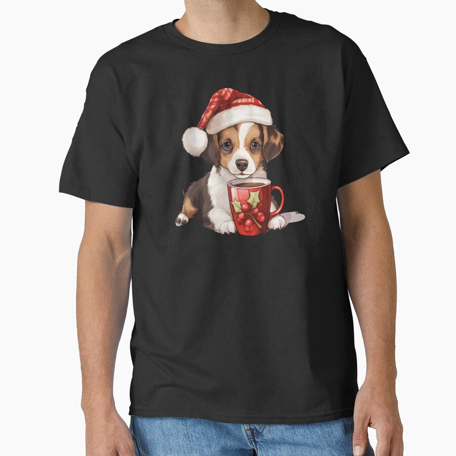 cute dog in christmas hat by TshirtTalkYou