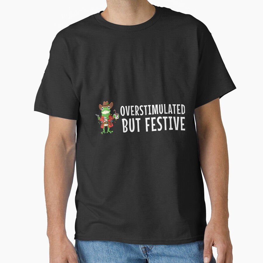 Overstimulated But Festive Funny Holiday Frog Christmas by DanaKathe