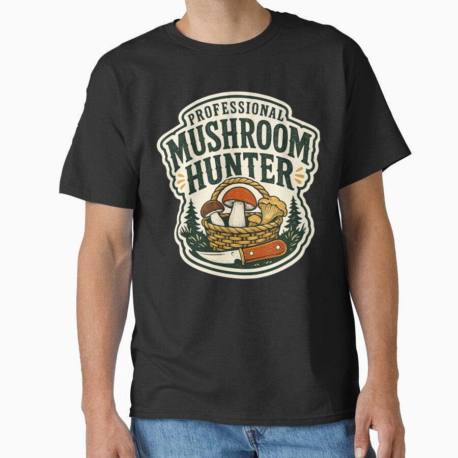 Vintage Mushroom Foraging Graphic – Forest Hunter Design by OddHobbyClub