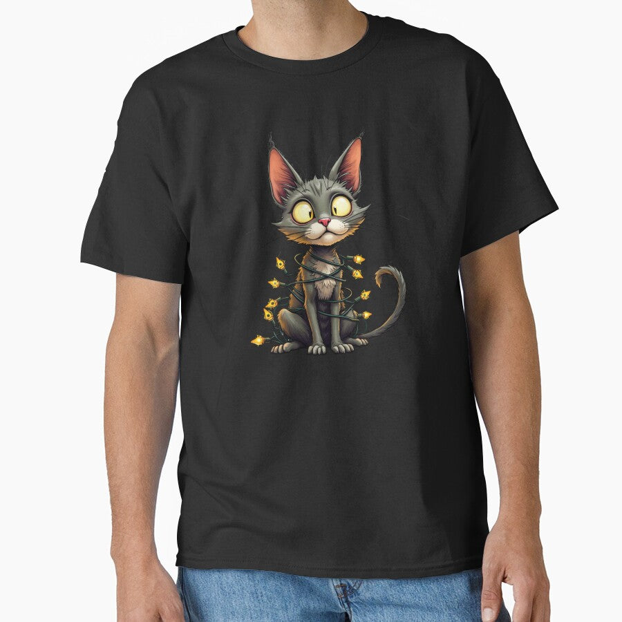 Christmas lights cat by jkrphoto