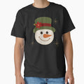 Smiling Snowman Face with Green Hat and Red Flower | Cute Christmas Illustration by svarupa