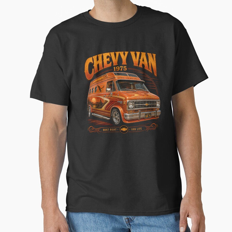 1975 Chevrolet G20 Custom Van 70s Van Culture Vintage Art by TheArtOfCar
