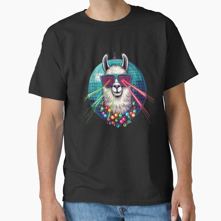 Christmas funny animals llama with disco ball and sunglasses,Christmas llama,christmas funny,Seasonal Joy,New Year Vibes by Expressions-Sel