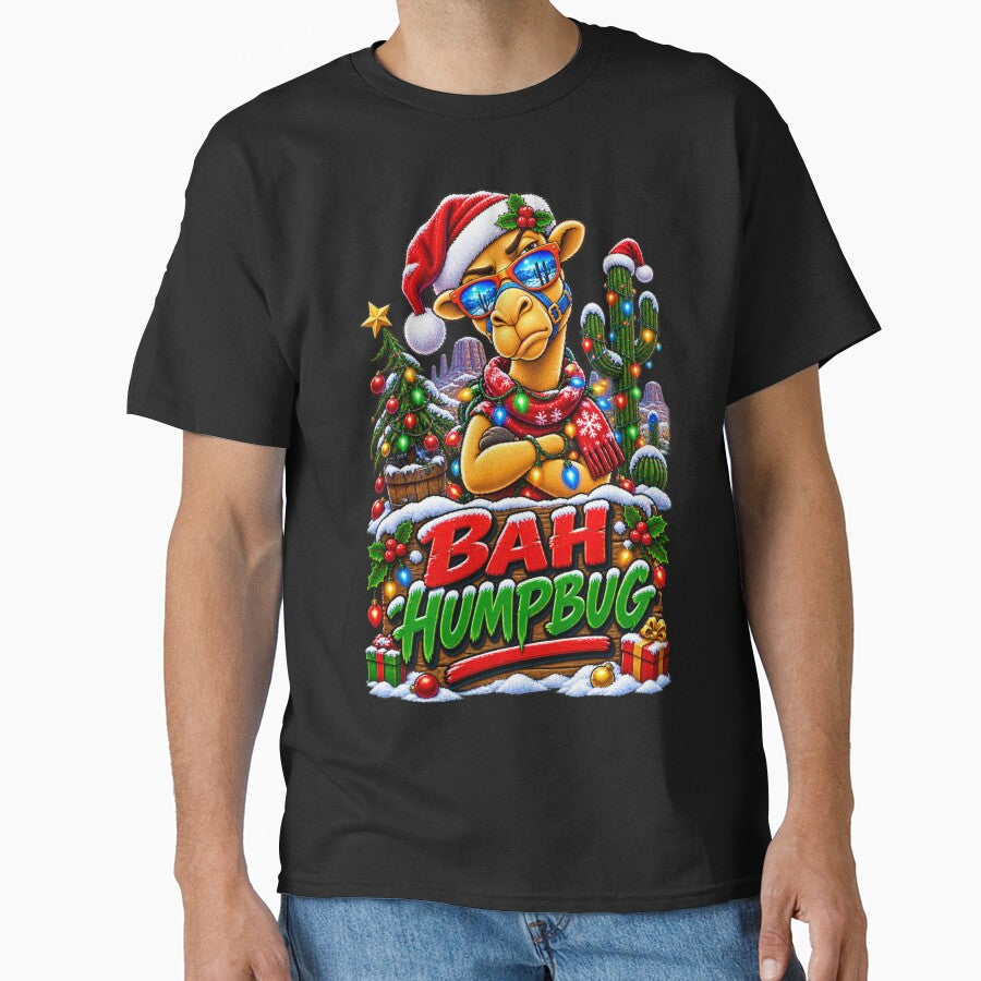 Bah Humpbug – Funny Camel T-Shirt – Humorous Camel Design – Quirky Camel Lover Gift – Quirky Camel Lover Gift - Cool Winter Christmas Animal Graphic Camel T-Shirt by Camel & Quirk