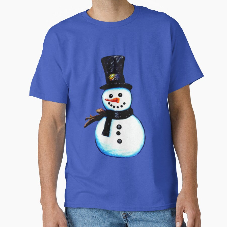 Cute Snowman Wearing a black top hat by DelynCreates