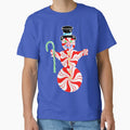 Cute Peppermint Snowman with Candy Cane by Deborah Camp
