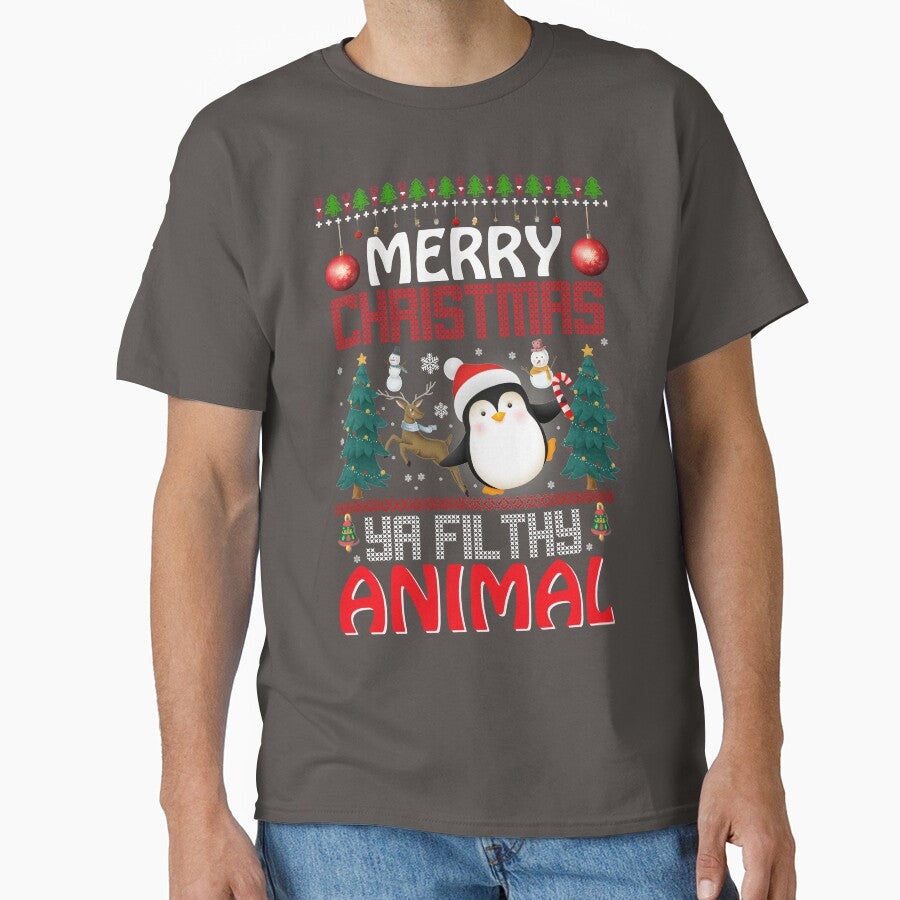 Ugly Christmas Sweater  penguin Pullover t-shirt by mocrodesing