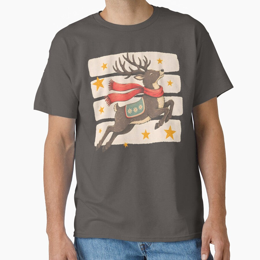 Retro Reindeer Christmas Shirt, Vintage Deer Graphic Tee, Rustic Holiday Winter Shirt, Cute Christmas Gift by Catspeachy