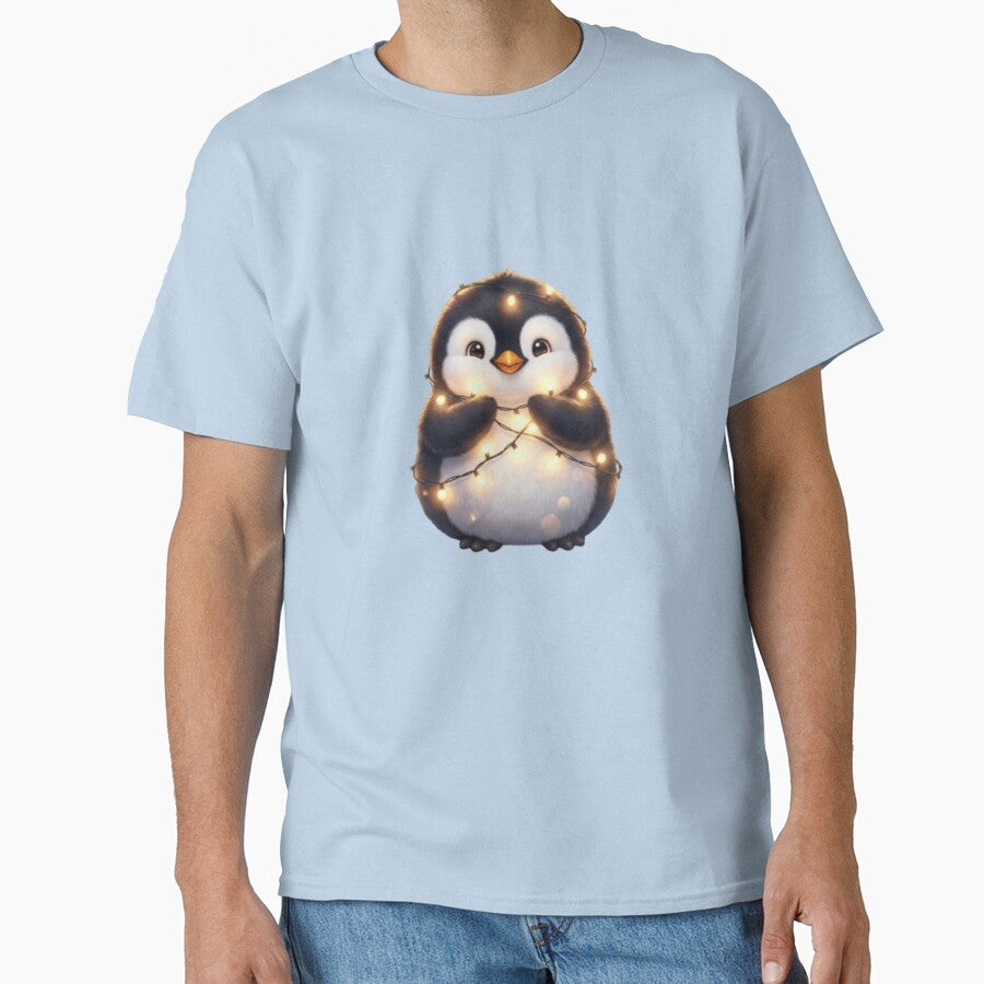 Penguin Wrapped in Christmas Lights by YourDesignVibes