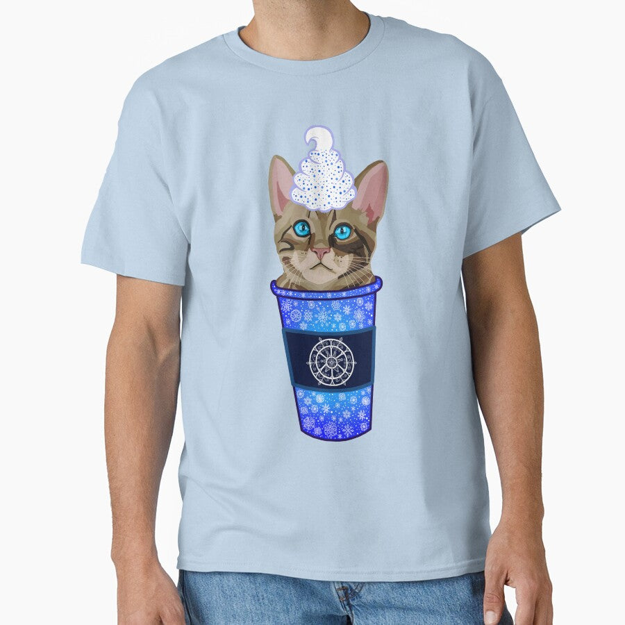 Christmas Snowflake Brown Tabby Cat Coffee by Deborah Camp