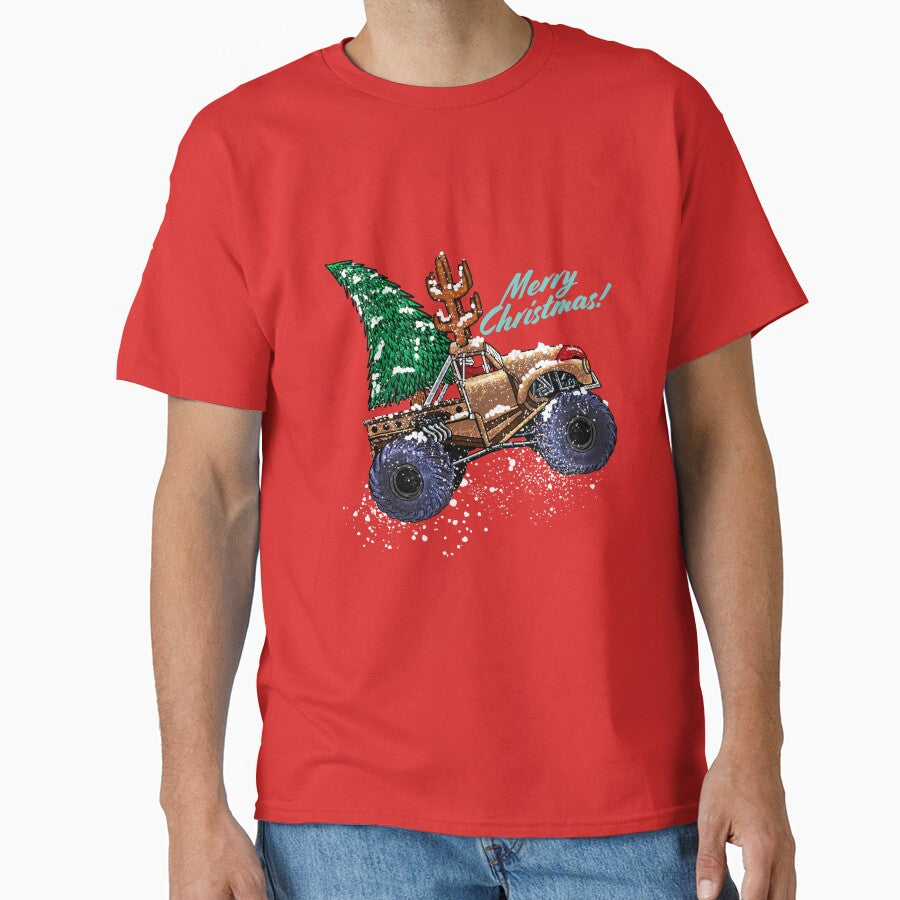 Merry Christmas Santa Driving A Monster Truck Vintage by tronictees