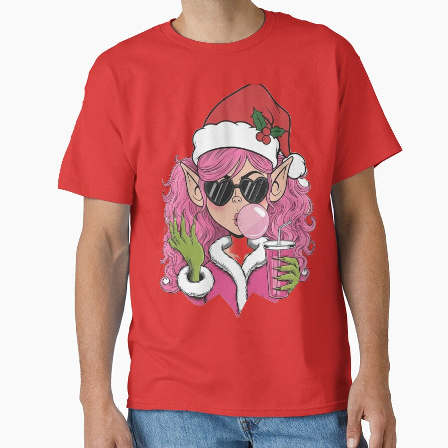 "Pink Holiday Vibe" | Edgy Pink-Haired Elf | Coquette Dark Christmas by Mailius
