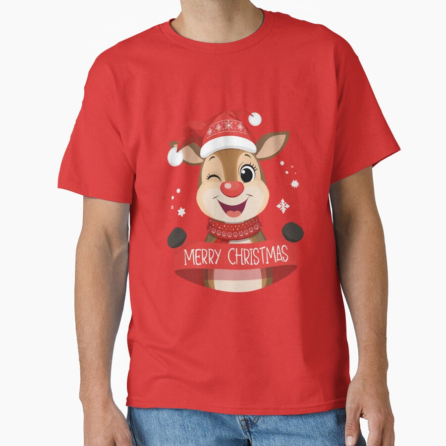 Cute Christmas Reindeer with Santa Hat | Merry Christmas Cartoon Illustration by PixelVibe782