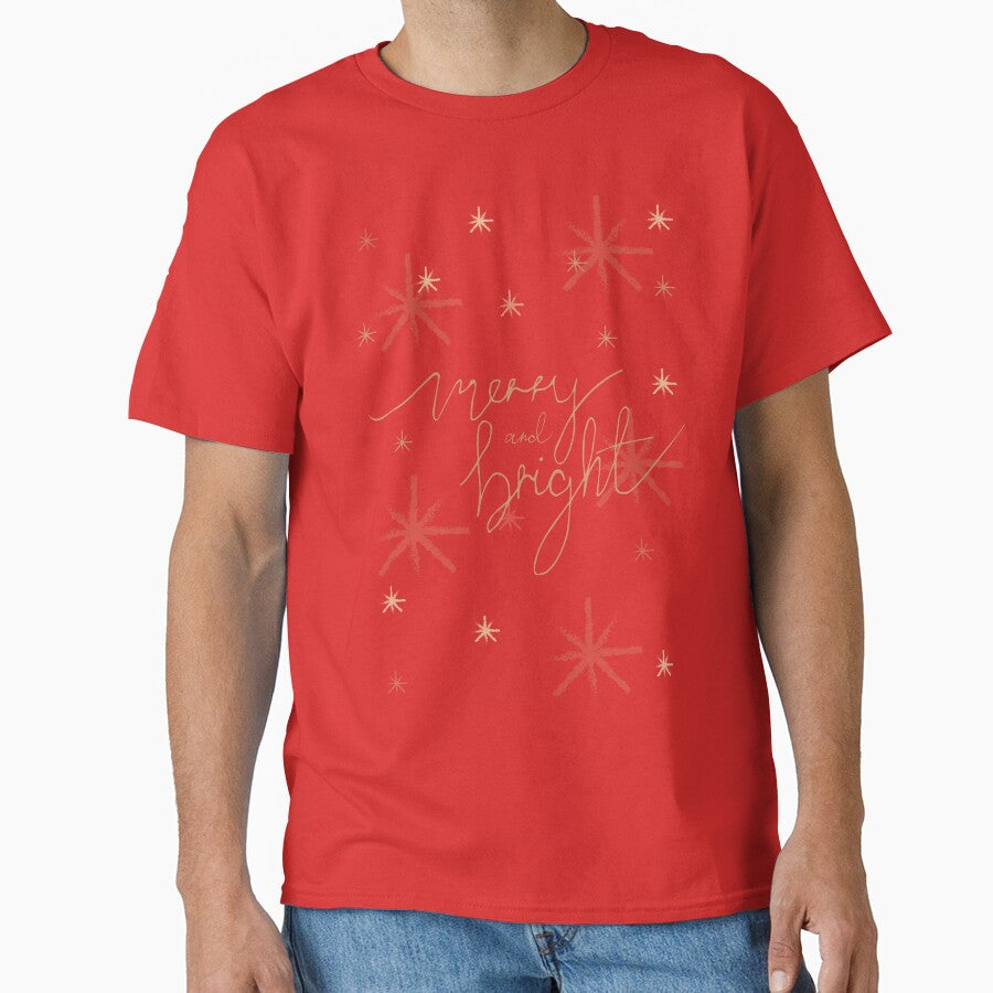 Merry and Bright Festive Christmas Typography Lettering Design by SparkPrintsandDesigns