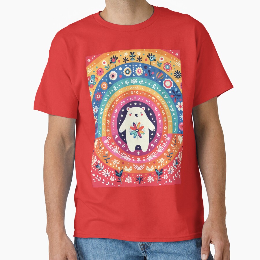 Polar Bear: Hope for Wildlife: Rainbow Arctic - Scandinavian Folk Art by heidiannemorris © by FOLK ART FUSION