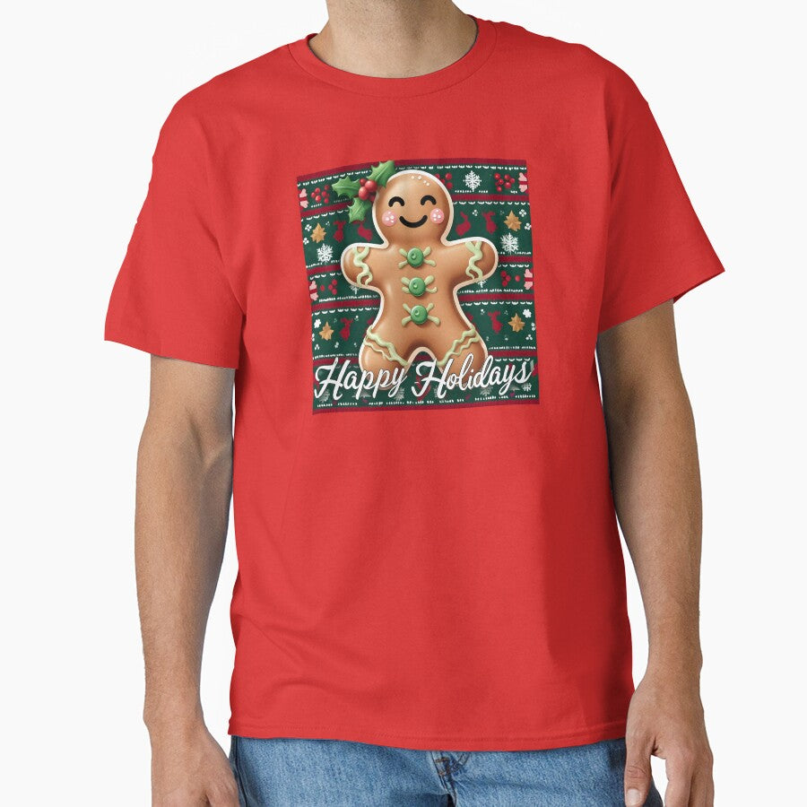 Christmas Gingerbread Man saying Happy Holidays by teacherfy