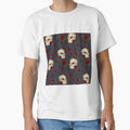 Vintage Dark Academia Skulls, Roses, Spiders with Grey-Blue Background by serafineaandd