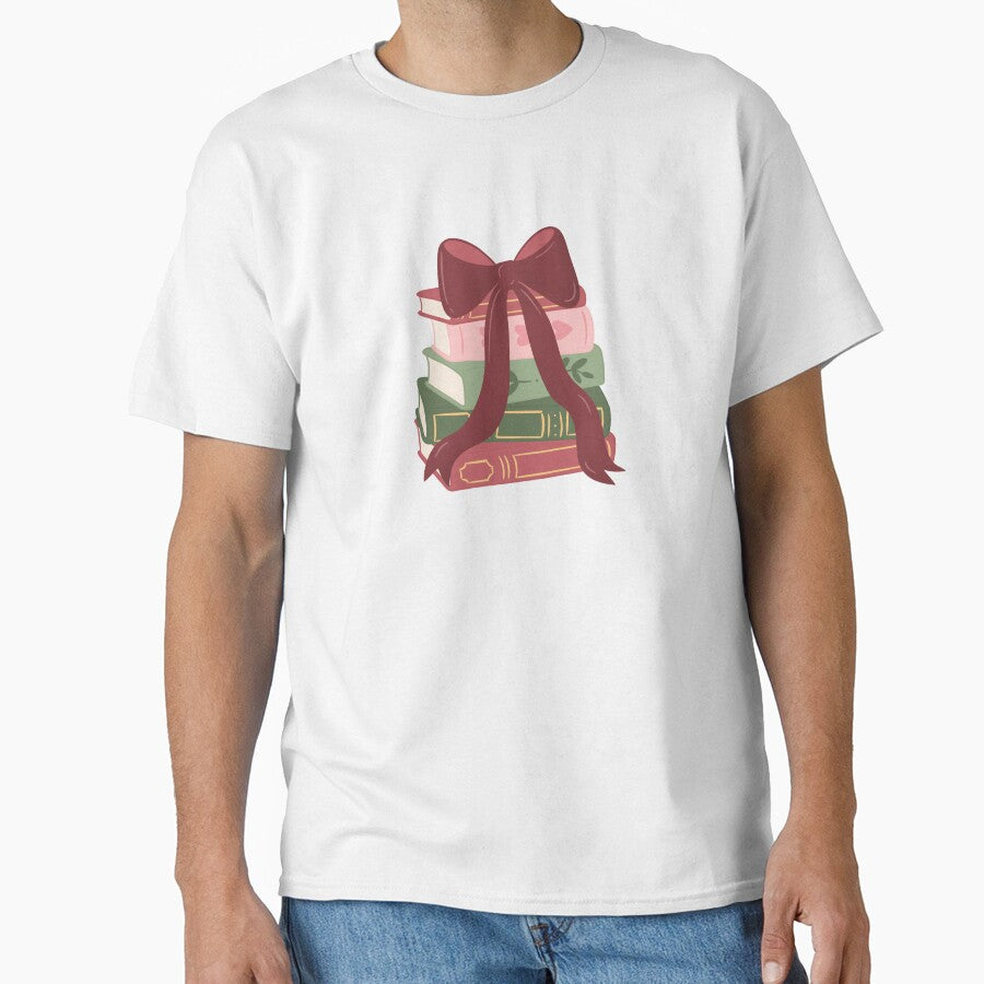 Christmas book stack with red bow by By_Lisart
