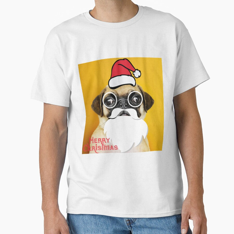 Santa Pug |Pug merry christmas t-shirt | Shop Pug Christmas T-Shirts redbubble | Pug merry christmas |Santa Pug by KARTICK DUTTA