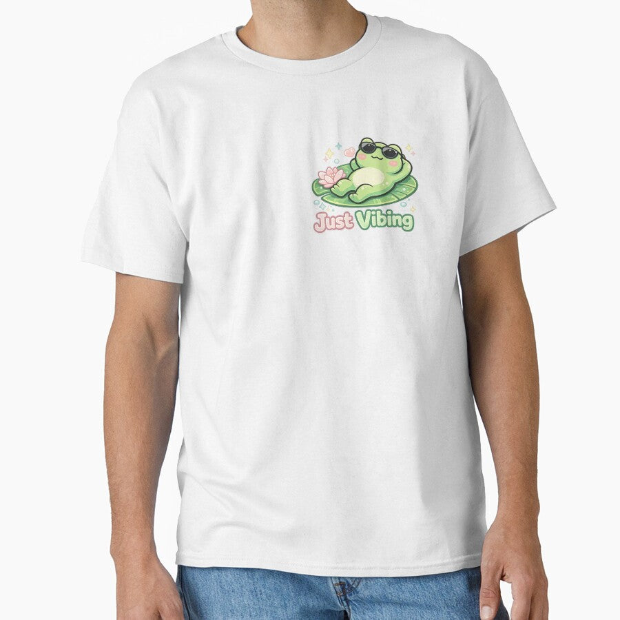 Cute Kawaii Frog Just Vibing Aesthetic Cartoon Design by Bestmayu