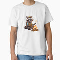 Camping Raccoon by the Fire | Cute Outdoor Adventure Animal Art by raccoonmerch