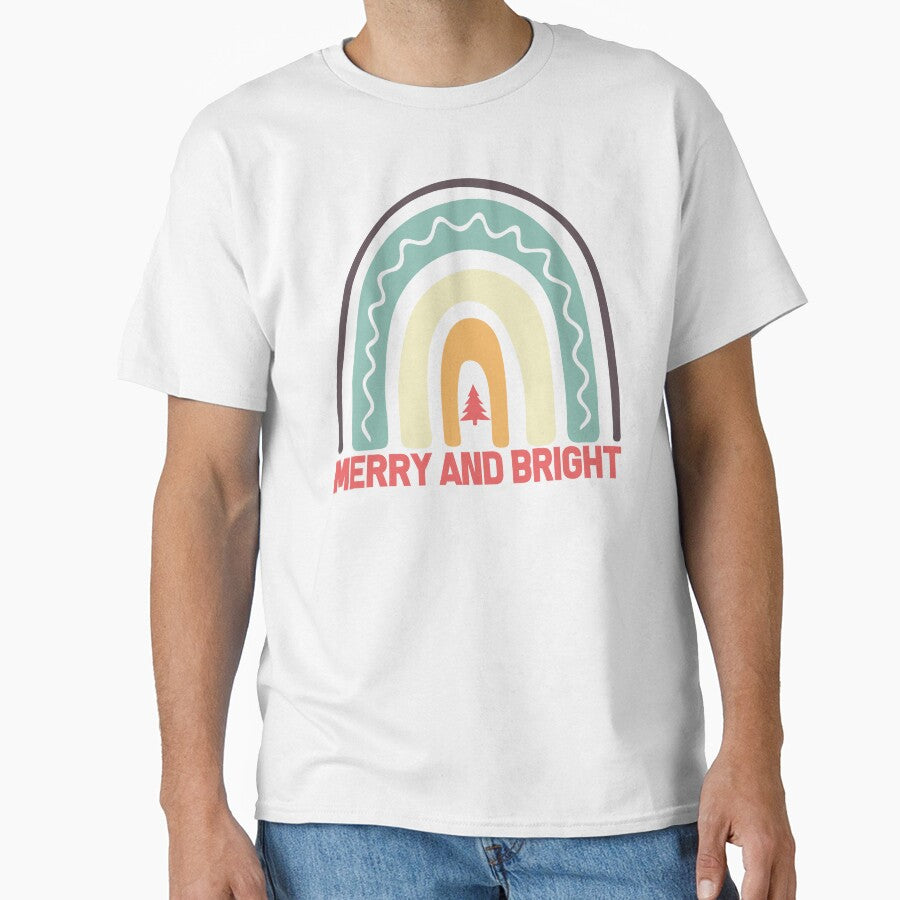 Merry and Bright Rainbow Christmas Shirt, Cozy Christmas blanket, New Year Gift, Festive Gift for Her, Holiday Vibes for Her, Christmas gift for mom, Joyful Christmas by Noe Mill