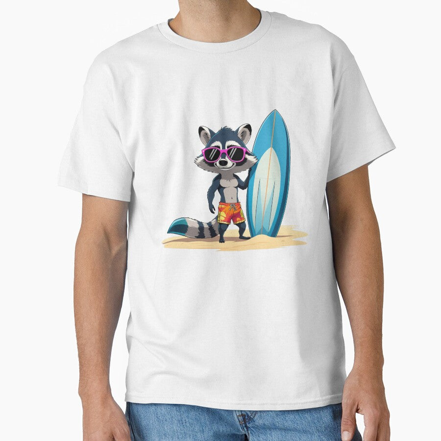 Cool Surfing Raccoon with Sunglasses | Summer Beach Animal Art by raccoonmerch