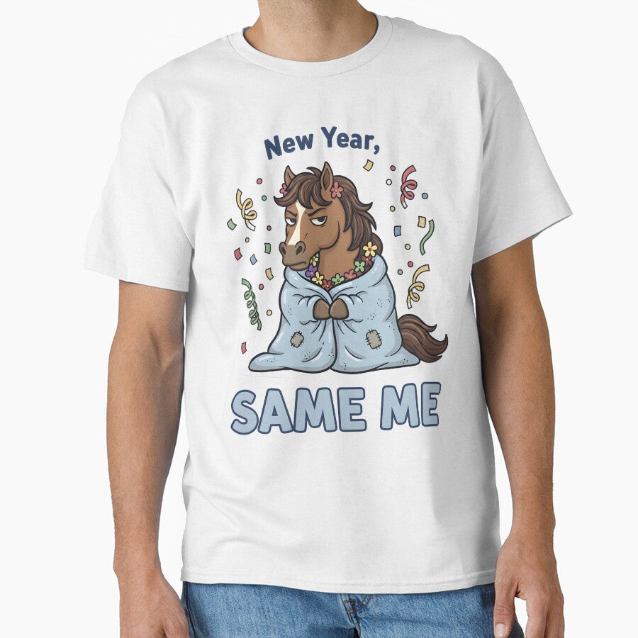 Funny New Year Same Me Grumpy Horse Sticker by TheOneOff