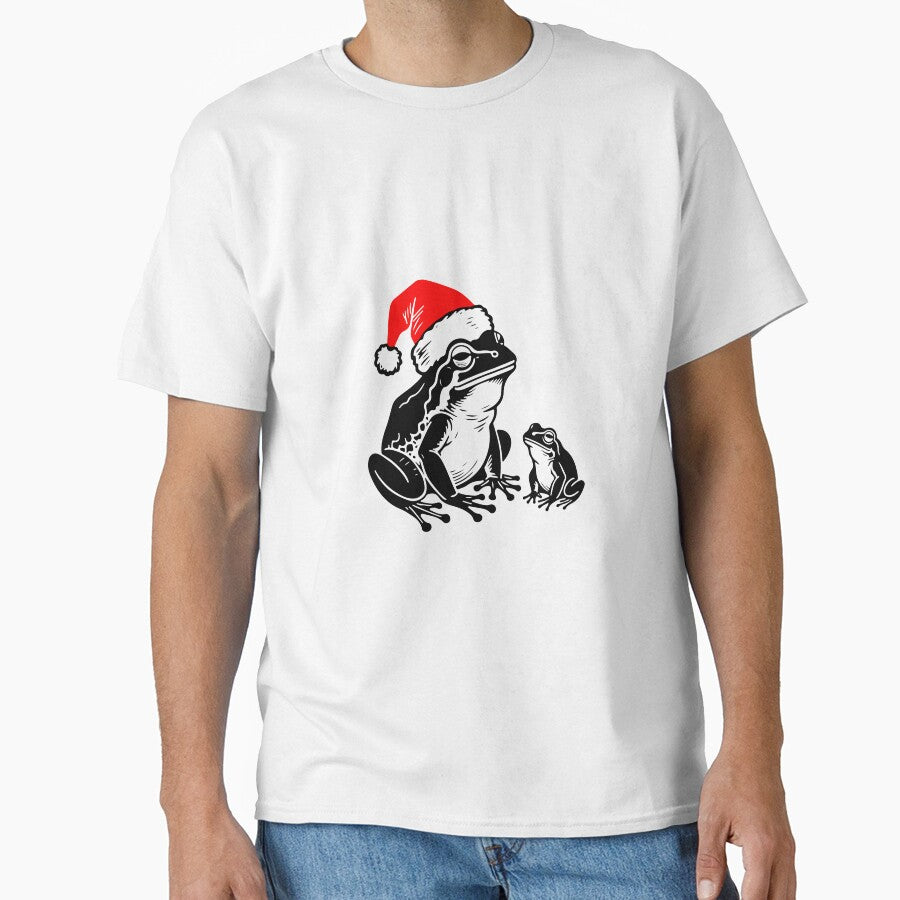 Frog Mom and Baby with Santa Hats Silhouette | Christmas Family Art by JollyCritters