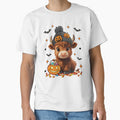 Cute Fall Highland Cow and Pumpkin Halloween by laszlosaobere