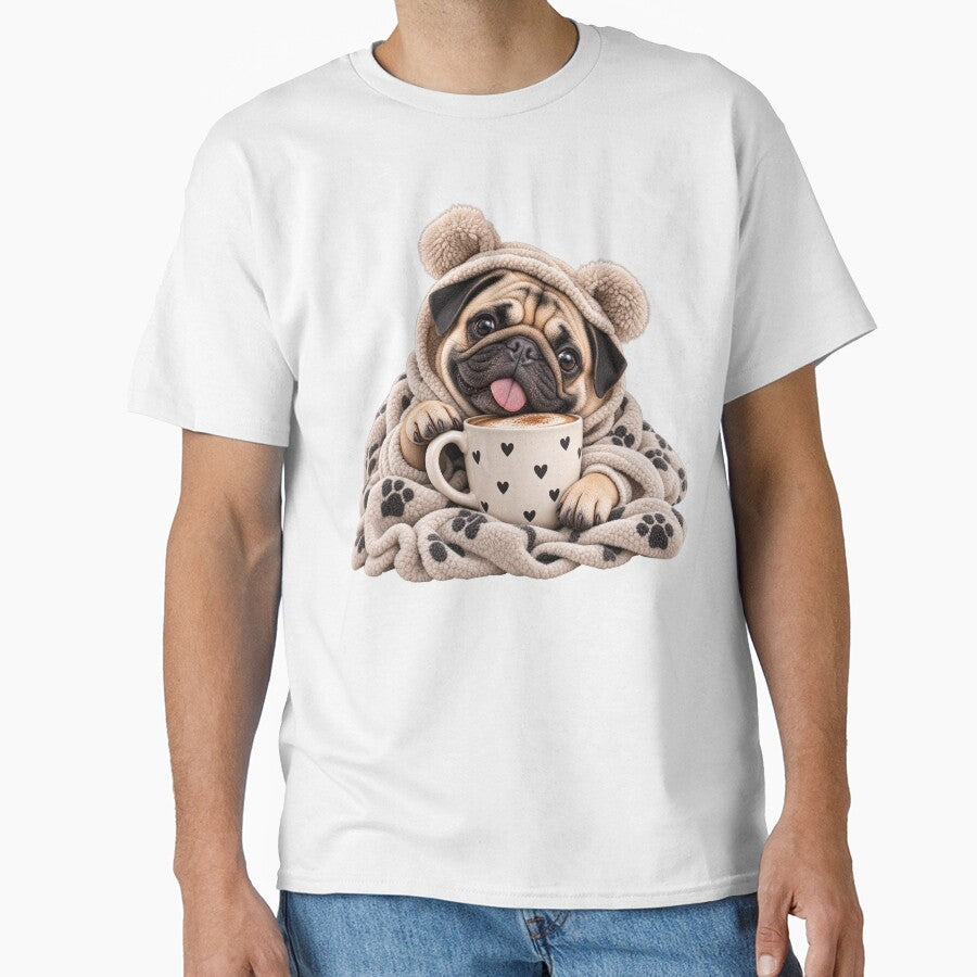 Cozy Pug With Coffee by ArtikaCreative